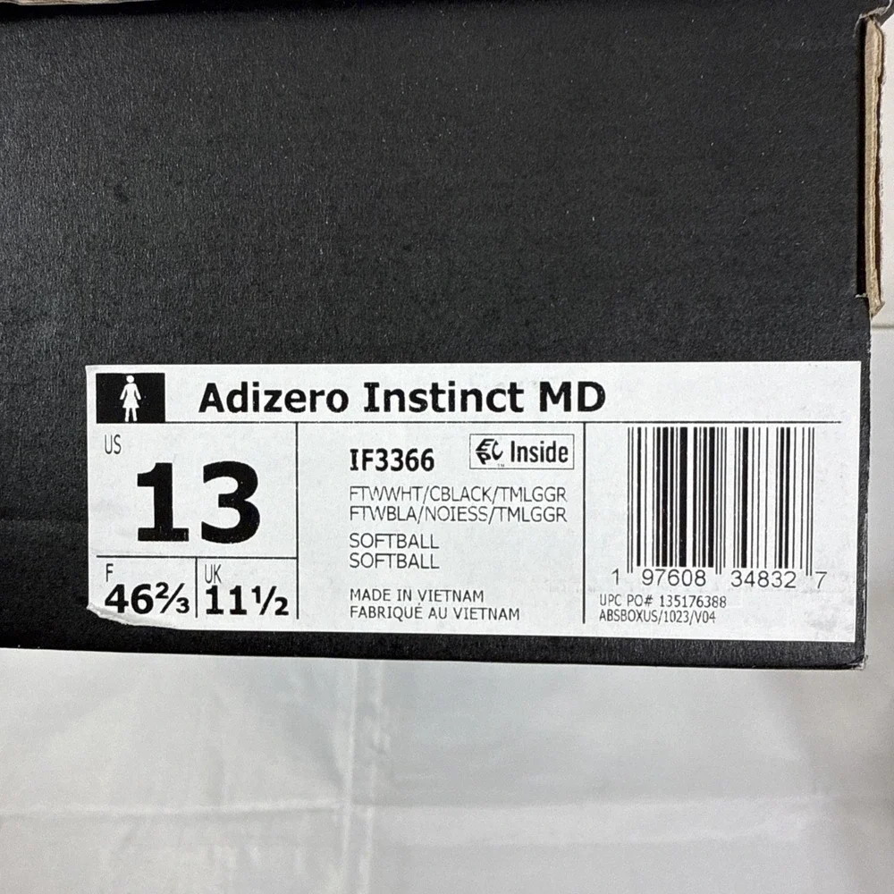 Adidas Adizero Instinct TP White Black Softball Cleats IH3468 Womens Sz 13‎